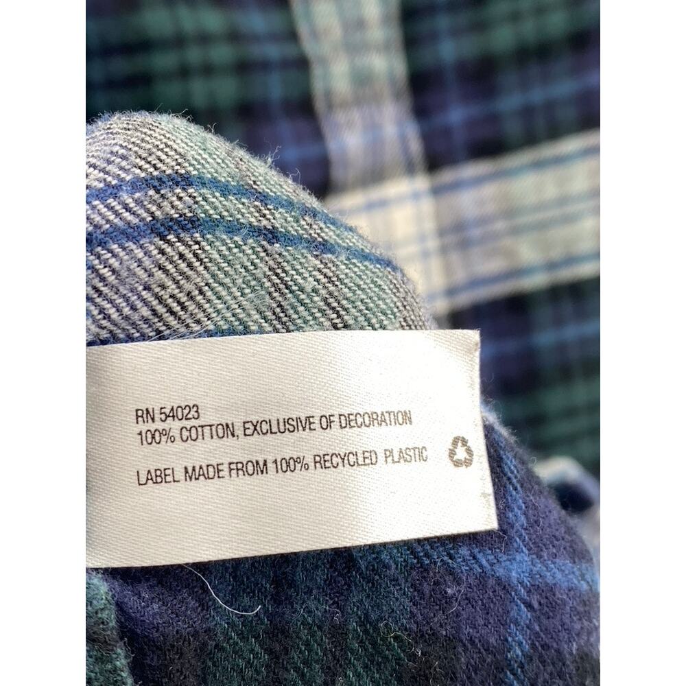 GAP Men's Blue-Green Plaid Button-Up Regular-Fit Long Sleeve Flannel Shirt SZ M - Picture 8 of 10